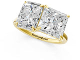 Yellow gold Radiant and Princess Toi Moi Ring with Prong Setting and Plain Band 1