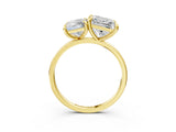 Yellow gold Radiant and Princess Toi Moi Ring with Prong Setting and Plain Band 3