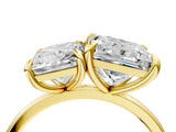 Yellow gold Radiant and Princess Toi Moi Ring with Prong Setting and Plain Band 4
