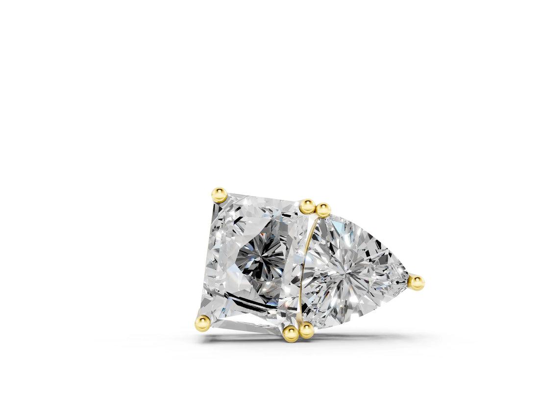 Yellow gold Radiant and Trillion Diamond Two-Stone Pendant with Prong Setting_20