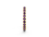Yellow gold Round Amethyst Bezel Set Eternity Band_9