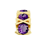 Yellow gold Round Amethyst Channel Set Band with X-Prong Detail_11