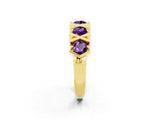 Yellow gold Round Amethyst Channel Set Band with X-Prong Detail_8
