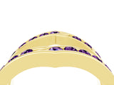 Yellow gold Round Amethyst Channel-Set Chevron Band_10