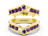 Yellow gold Round Amethyst Channel-Set Chevron Band_6