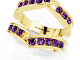 Yellow gold Round Amethyst Channel-Set Chevron Band_7