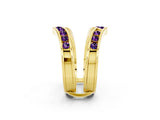 Yellow gold Round Amethyst Channel-Set Chevron Band_8