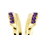 Yellow gold Round Amethyst Chevron Contour Band with Prong Setting_11