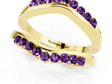 Yellow gold Round Amethyst Chevron Contour Band with Prong Setting_7