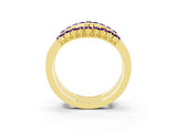 Yellow gold Round Amethyst Chevron Contour Band with Prong Setting_9