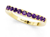 Yellow gold Round Amethyst Curved Wedding Band with Channel Setting_7
