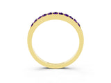 Yellow gold Round Amethyst Curved Wedding Band with Channel Setting_9