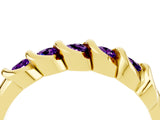Yellow gold Round Amethyst Eternity Band with Twist Prong Setting_10
