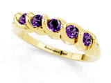 Yellow gold Round Amethyst Eternity Band with Twist Prong Setting_7
