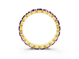Yellow gold Round Amethyst Eternity Band with U-Prong Setting_33