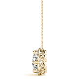 Yellow gold Round Amethyst Flower Halo Pendant with Four-Prong Setting 2