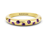 Yellow gold Round Amethyst Flush-Set Comfort Fit Band_6