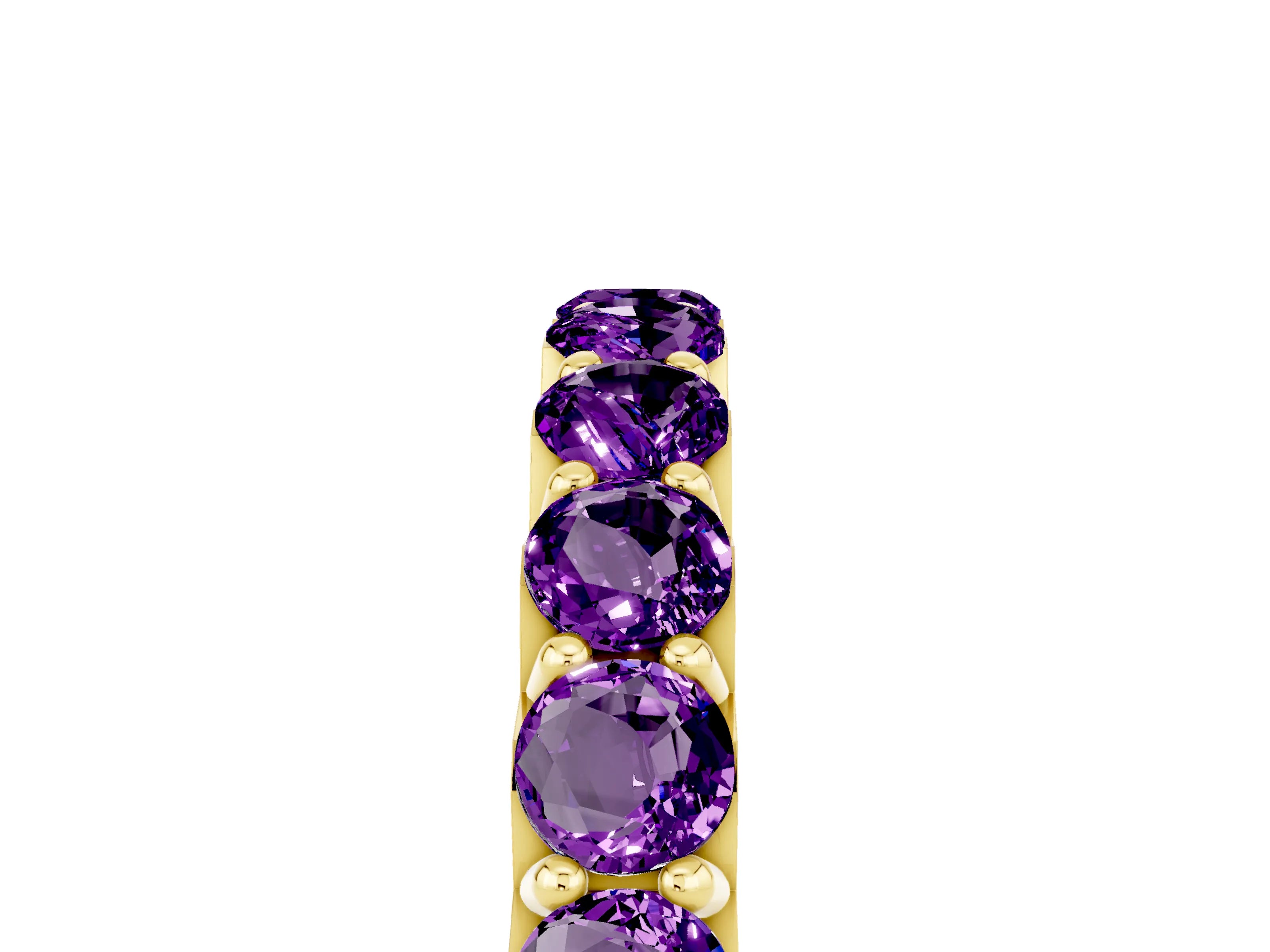 Yellow gold Round Amethyst Half Eternity Band with Classic Prong Setting_11