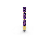 Yellow gold Round Amethyst Half Eternity Band with Classic Prong Setting_8