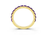 Yellow gold Round Amethyst Half Eternity Band with Classic Prong Setting_9
