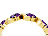 Yellow gold Round Amethyst Half Eternity Band with Wave Prong Setting_10