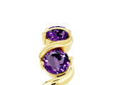 Yellow gold Round Amethyst Half Eternity Band with Wave Prong Setting_11