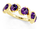 Yellow gold Round Amethyst Half Eternity Band with Wave Prong Setting_7