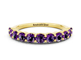 Yellow gold Round Amethyst Half-Eternity Prong-Set Band_6