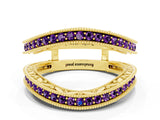 Yellow gold Round Amethyst Milgrain Eternity Band with Channel Setting_18