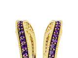 Yellow gold Round Amethyst Milgrain Eternity Band with Channel Setting_23