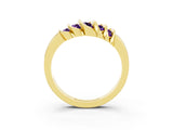 Yellow gold Round Amethyst Multi-Row Crossover Band_9