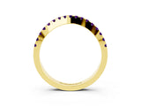 Yellow gold Round Amethyst Pavé Curved Band with Shared Prong Setting_9