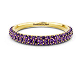 Yellow gold Round Amethyst Pavé Eternity Band with Shared Prong Setting_6