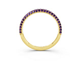 Yellow gold Round Amethyst Pavé Eternity Band with Shared Prong Setting_9