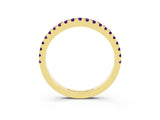 Yellow gold Round Amethyst Pavé Half Eternity Band with Shared Prong Setting_9