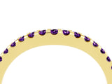 Yellow gold Round Amethyst Pavé Set Curved Wedding Band_10