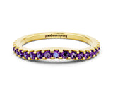 Yellow gold Round Amethyst Pavé Set Curved Wedding Band_6
