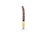 Yellow gold Round Amethyst Pavé Set Curved Wedding Band_8