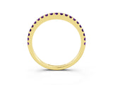 Yellow gold Round Amethyst Pavé Set Curved Wedding Band_9