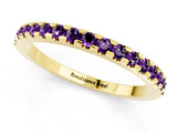 Yellow gold Round Amethyst Pavé Set Eternity Band with Micro Prong Setting_7