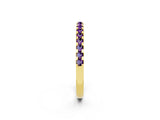 Yellow gold Round Amethyst Pavé Set Eternity Band with Micro Prong Setting_8