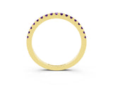 Yellow gold Round Amethyst Pavé Set Eternity Band with Micro Prong Setting_9