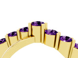 Yellow gold Round Amethyst Prong-Set Crossover Band_10