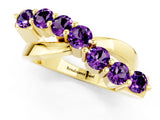 Yellow gold Round Amethyst Prong-Set Crossover Band_7