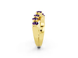 Yellow gold Round Amethyst Prong-Set Crossover Band_8