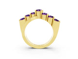Yellow gold Round Amethyst Prong-Set Crossover Band_9