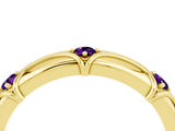 Yellow gold Round Amethyst Prong Set Milgrain Eternity Band_10