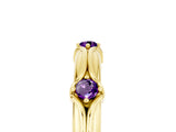 Yellow gold Round Amethyst Prong Set Milgrain Eternity Band_11