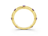 Yellow gold Round Amethyst Prong Set Milgrain Eternity Band_9