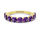 Yellow gold Round Amethyst Shared Prong Eternity Band_6